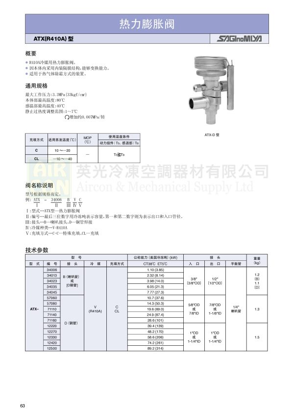ATX71110DHG 熱力膨脹閥：圖片 2