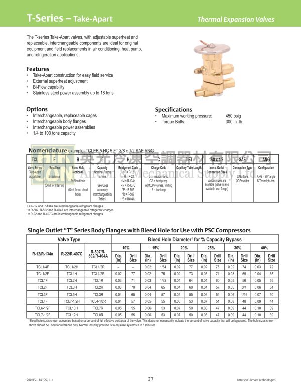 Emerson TCLE7-1/2HW 熱力膨脹閥：圖片 3