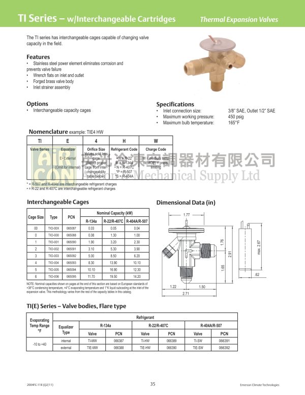 Emerson TIE -HW 熱力膨脹閥：圖片 3