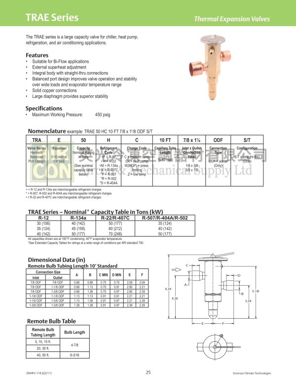 Emerson TRAE70HW 熱力膨脹閥：圖片 6