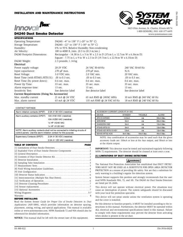 System Sensor D4240 Smoke Detector - Image 2