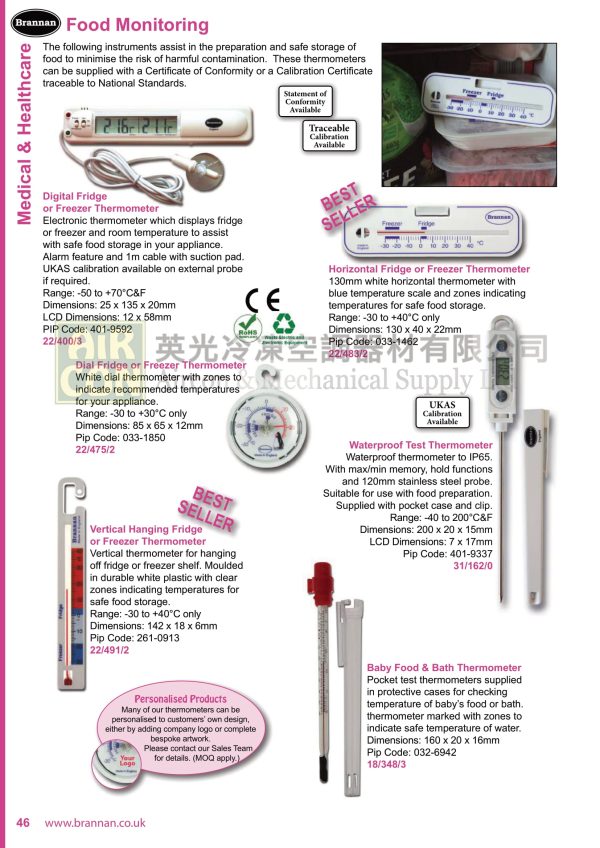 Brannan 31/162/0 Waterproof Thermometer Digital Test Probe (IP65) - Image 4