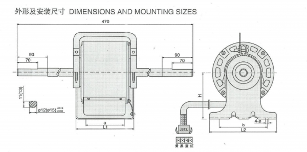 YSK110-90-4P Fan Coil Motor Black - Image 3