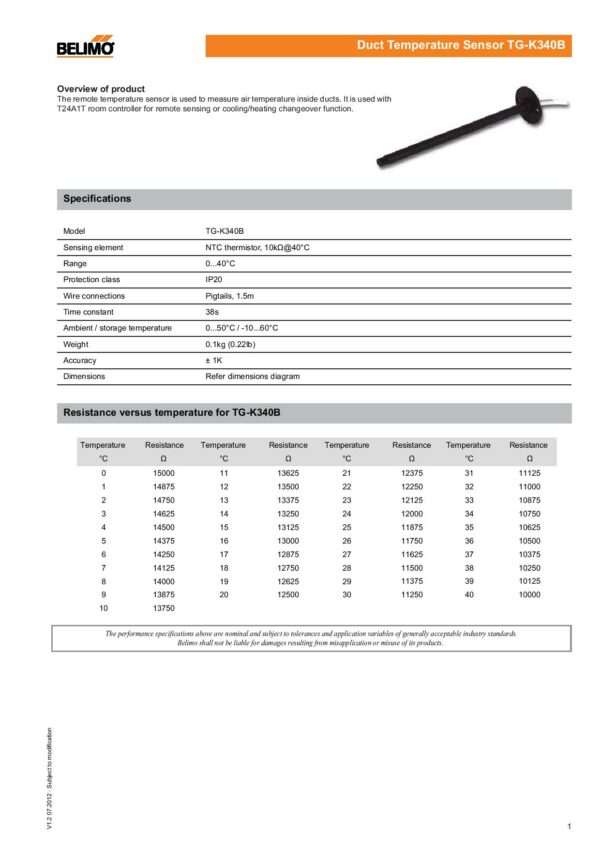 BELIMO TG-K340B 外部傳感器 sensor：圖片 2