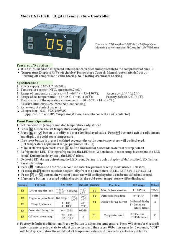 SF-102B智能數字顯示溫控器：圖片 2