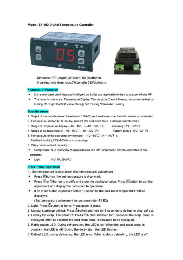 SF-102數字顯示溫控器：圖片 5