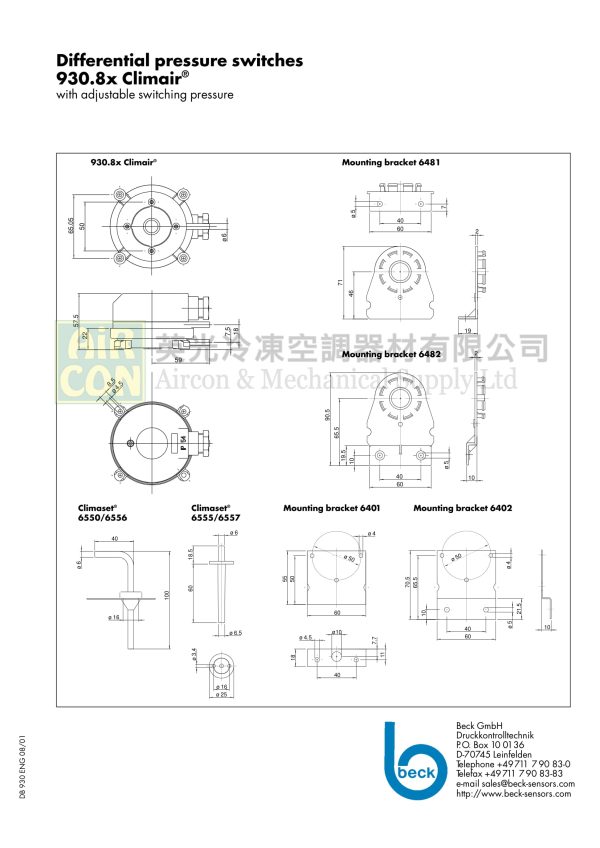 Beck Differential pressure switch 930.84221511 0.3 to 4MBAR - Image 4
