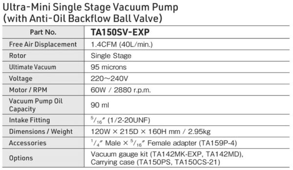 “Tasco” TA150SV-EXP 真空泵 VACUUM PUMP For Split A/C - 图片 4