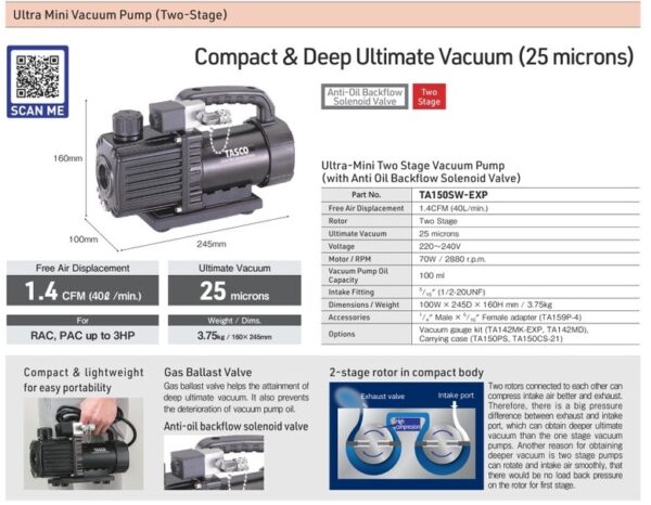 "Tasco" TA150SW-EXP 真空泵 VACUUM PUMP Up to 3HP - 图片 2